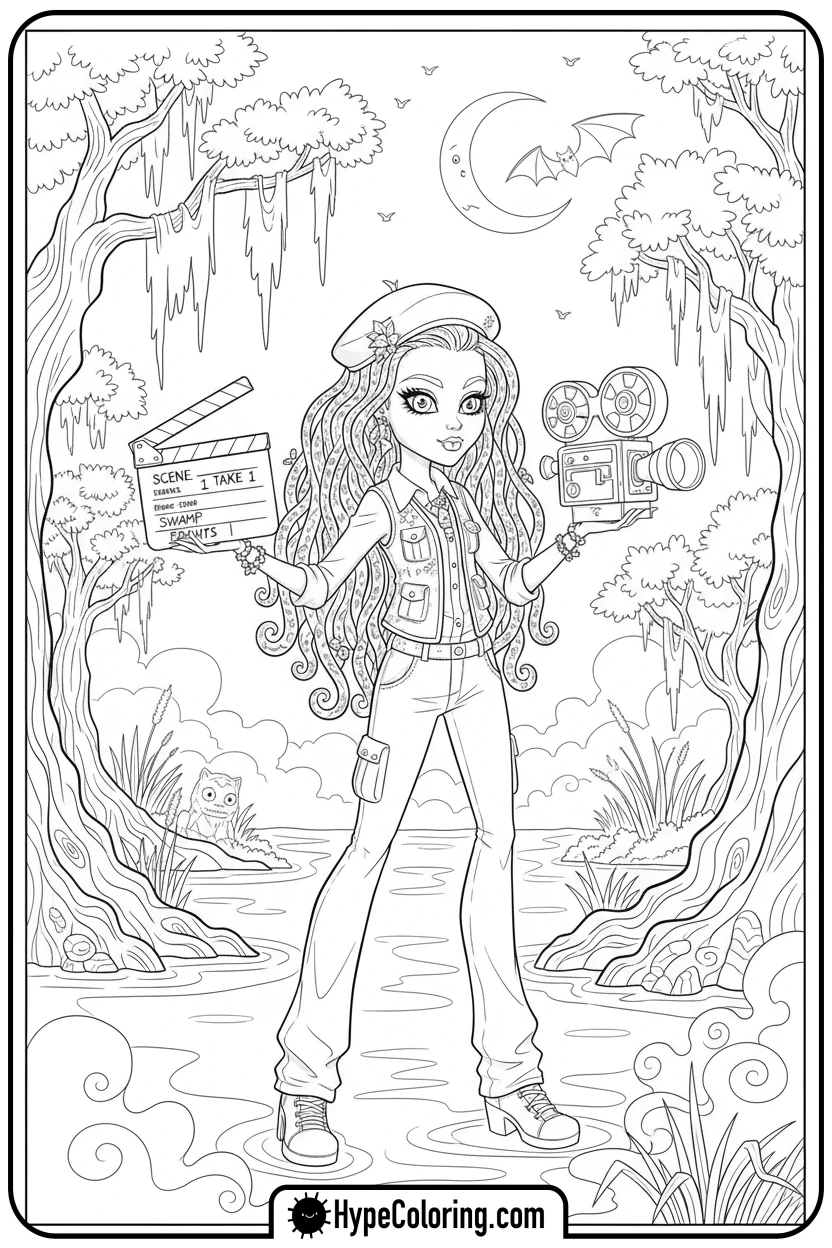 Click to download PDF honey-swamp-filming - monster high coloring pages