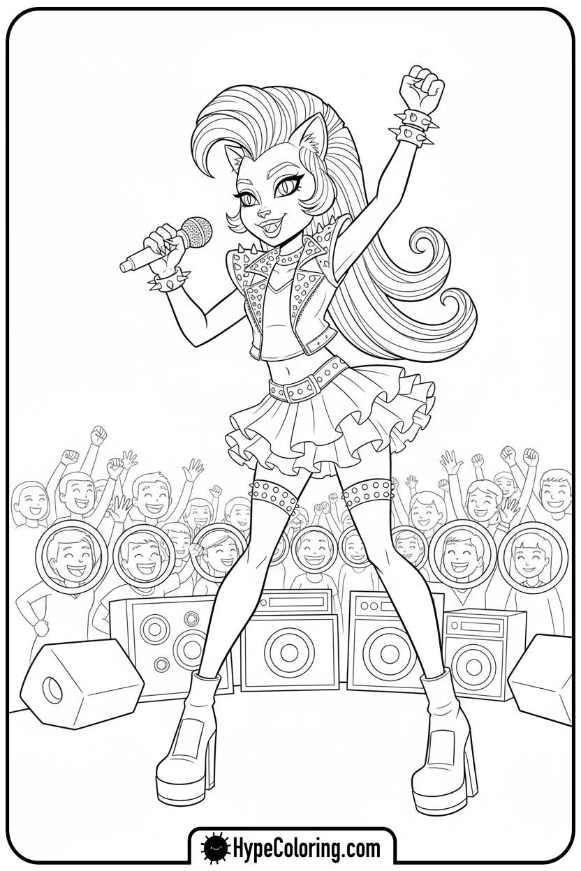 Click to download PDF catty-noir-concert - monster high coloring pages