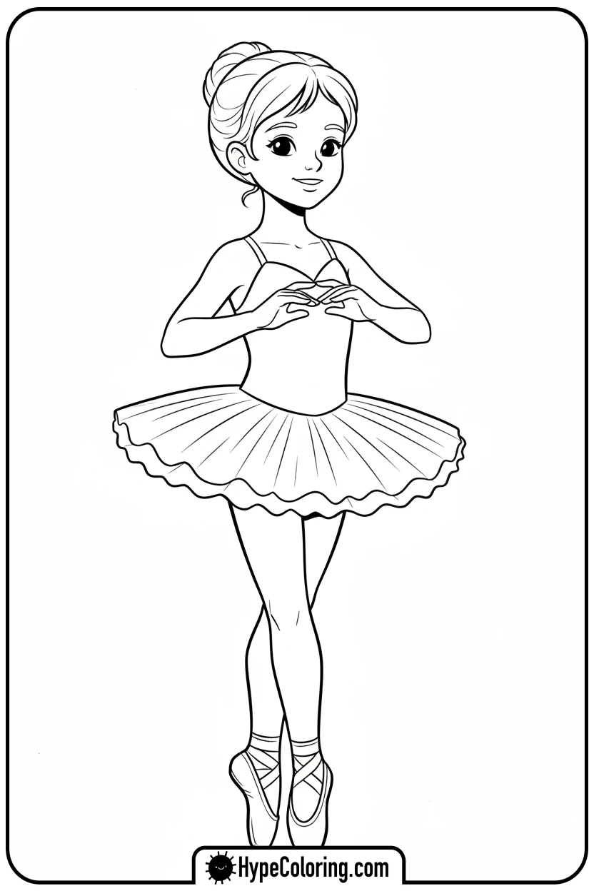 Click to download PDF ballerina-in-first-position - ballet coloring pages