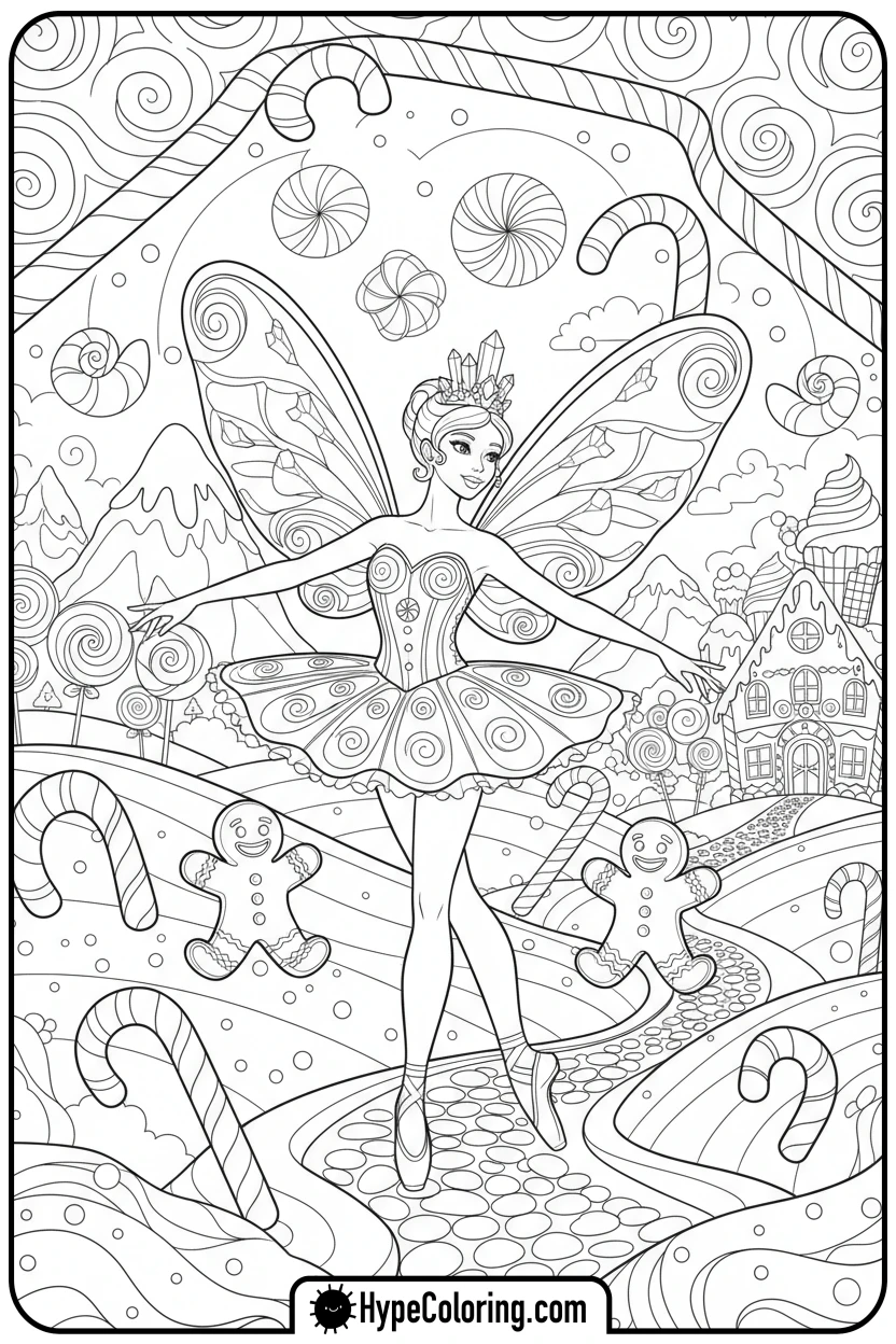 Click to download PDF sugar-plum-fairy-ballerina - ballet coloring pages