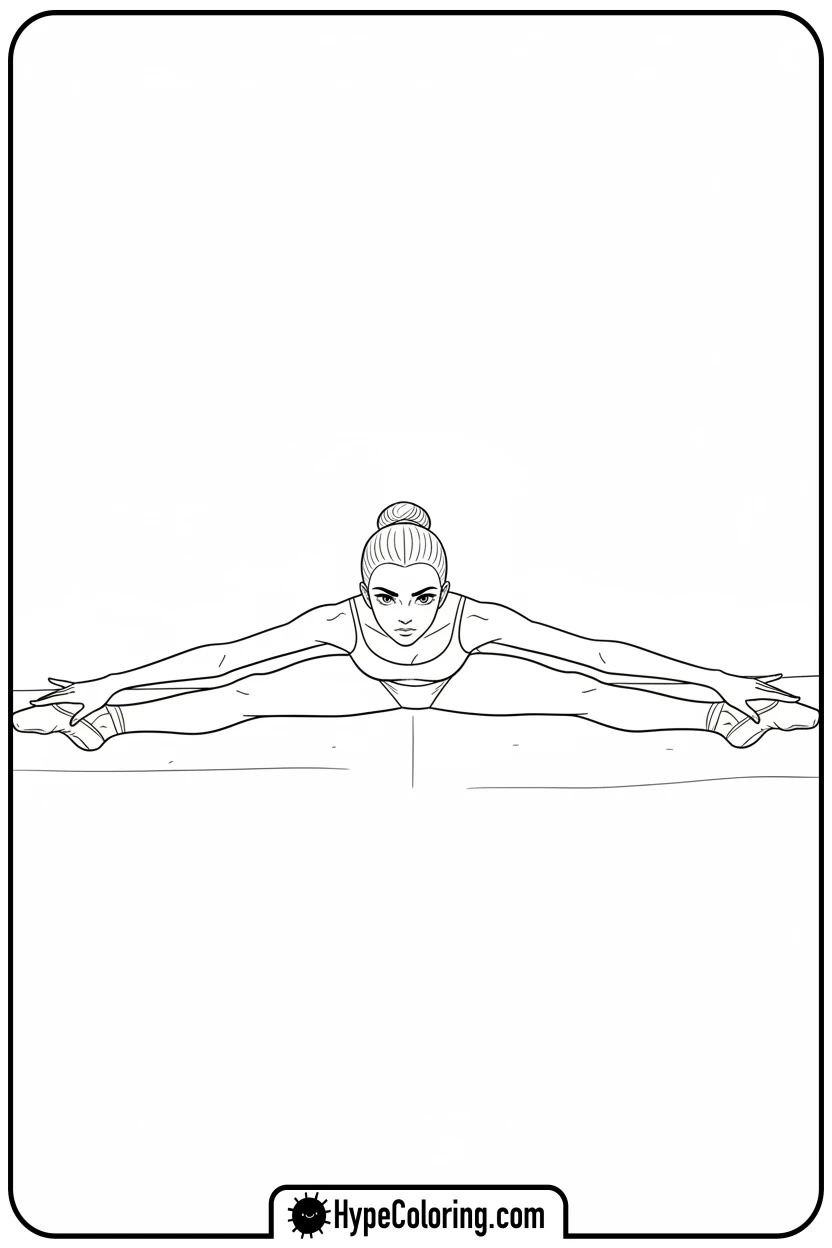 Click to download PDF ballerina-stretching-split - ballet coloring pages