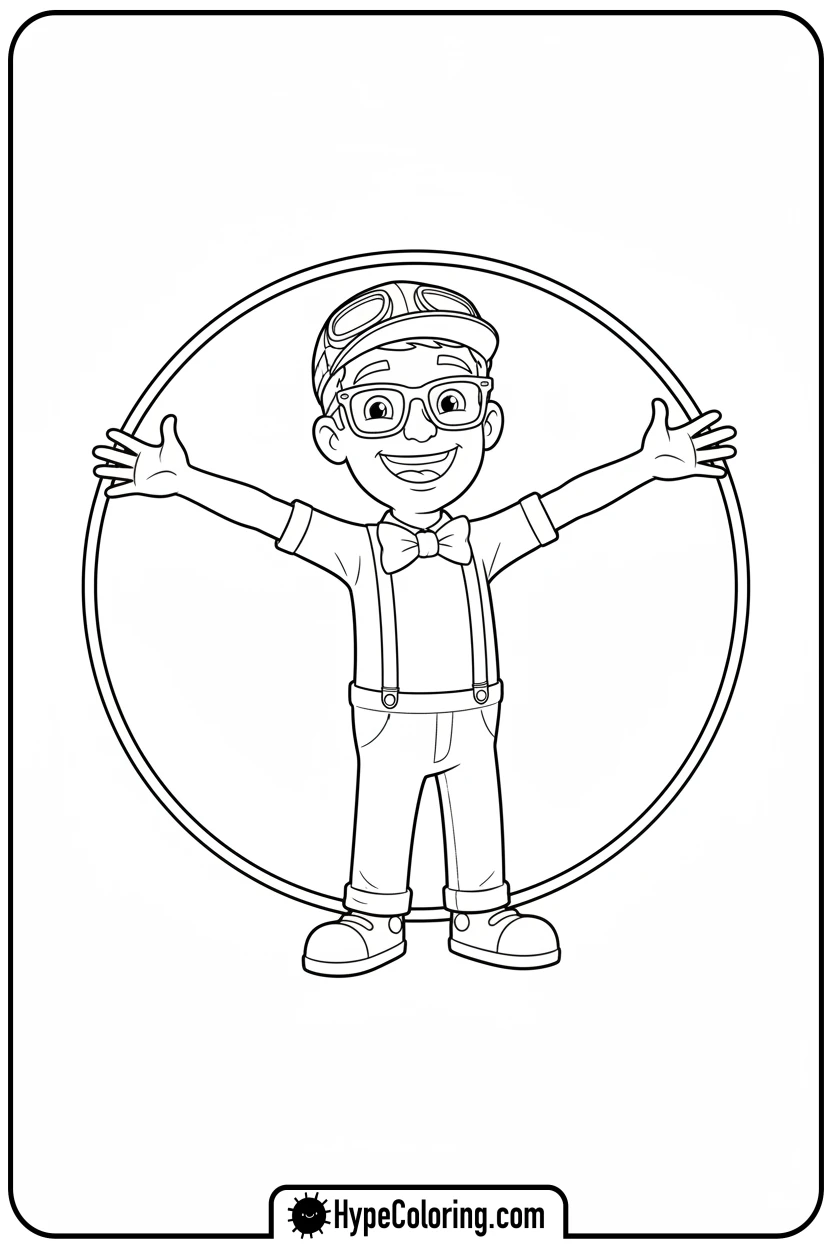 blippi-with-arms-outstretched - blippi coloring pages
