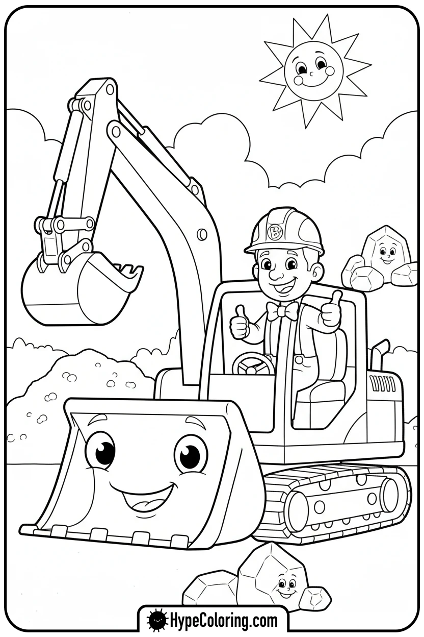 blippi-driving-excavator - blippi coloring pages