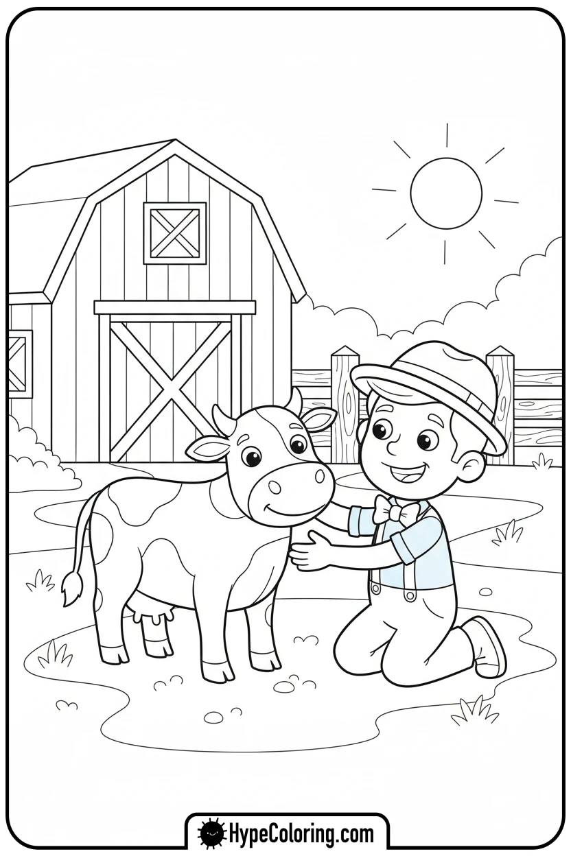 blippi-petting-a-cow - blippi coloring pages