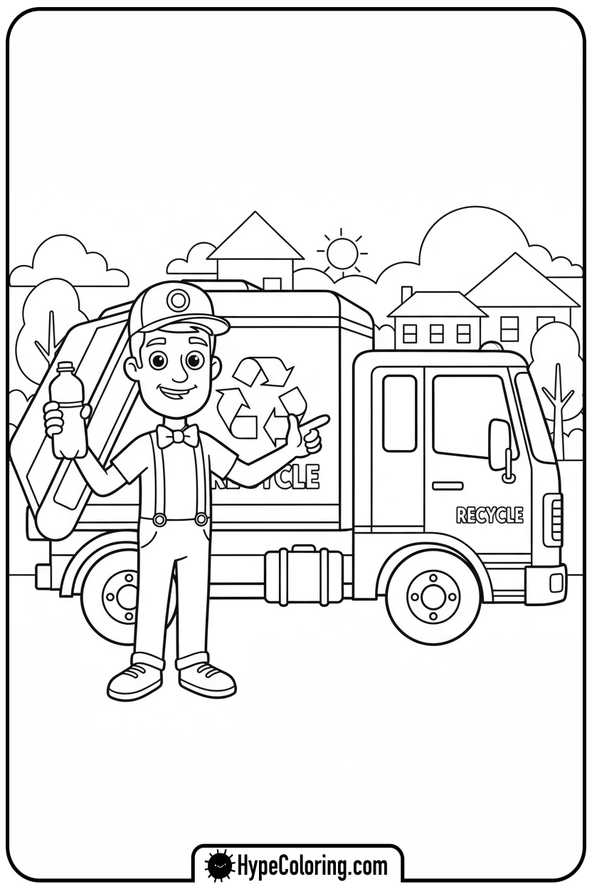 blippi-with-recycling-truck - blippi coloring pages