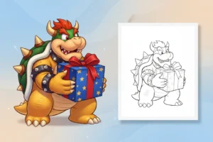 bowser-carefully-carrying-a-large - bowser coloring page