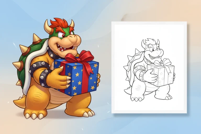 bowser-carefully-carrying-a-large - bowser coloring page