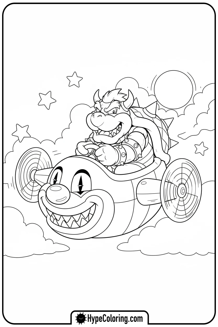 bowser-in-koopa-clown-car - bowser coloring page