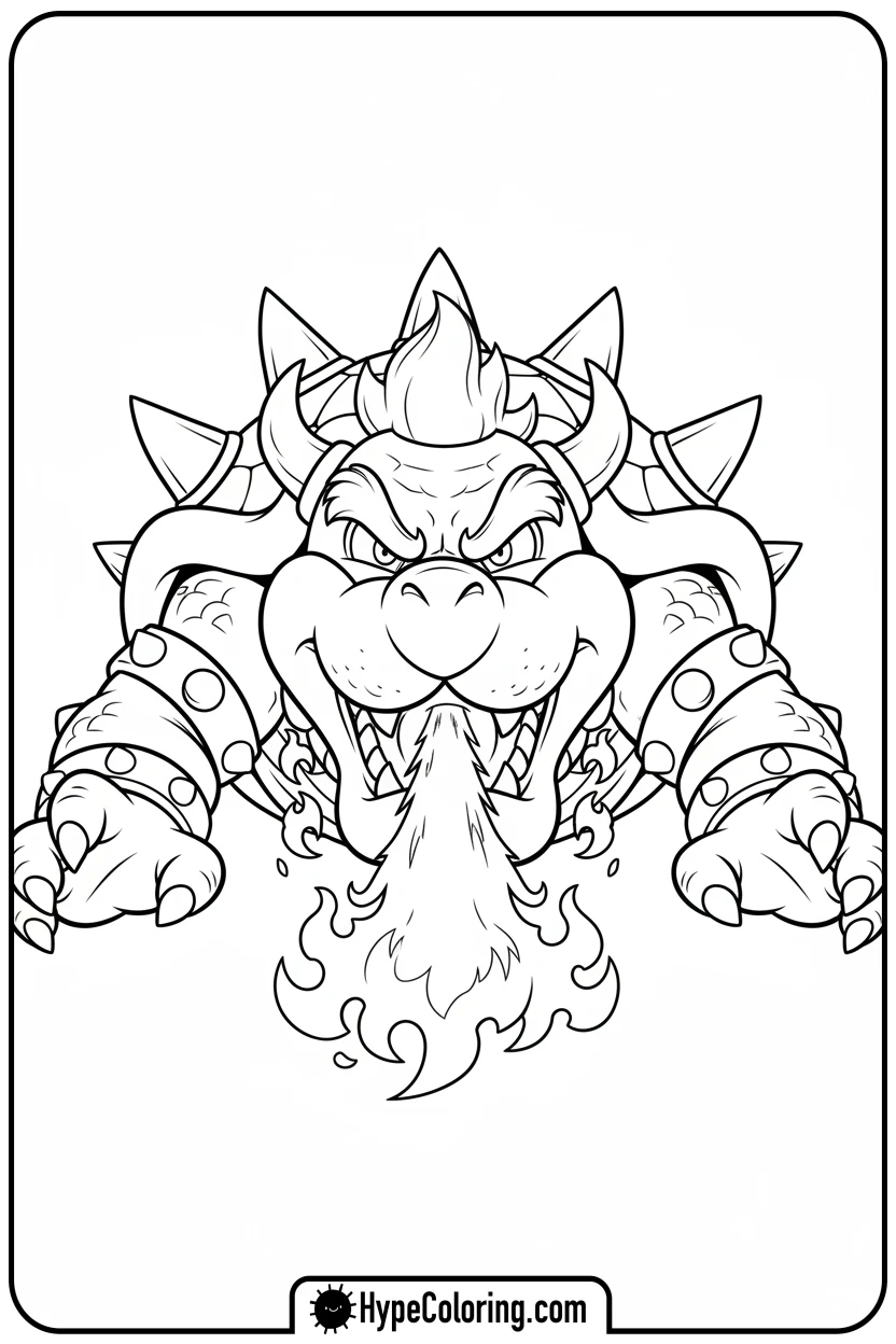 bowser-breathing-fire - bowser coloring page