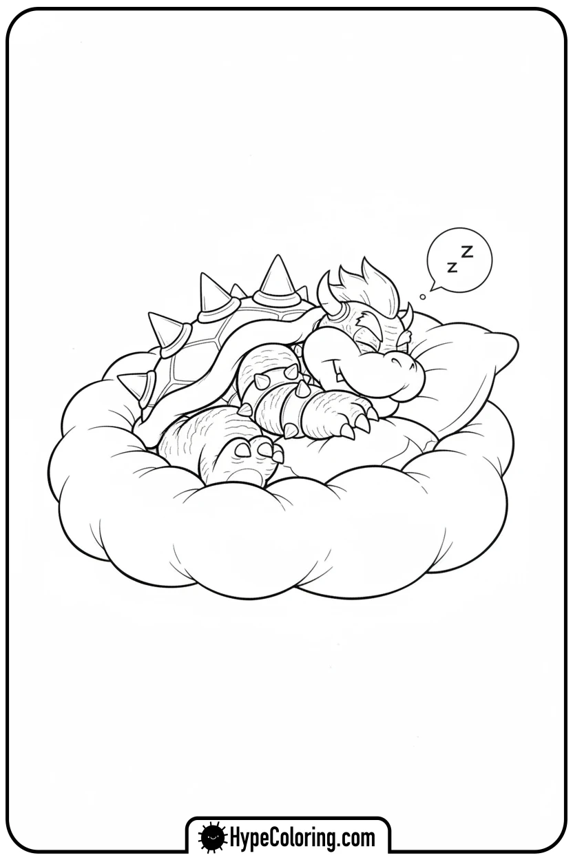 bowser-sleeping-peacefully - bowser coloring page
