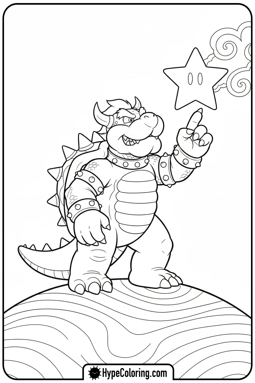 bowser-pointing-at-sky - bowser coloring page