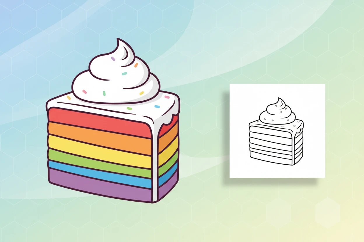 a-rainbow-layer-cake-depicted - cake coloring page