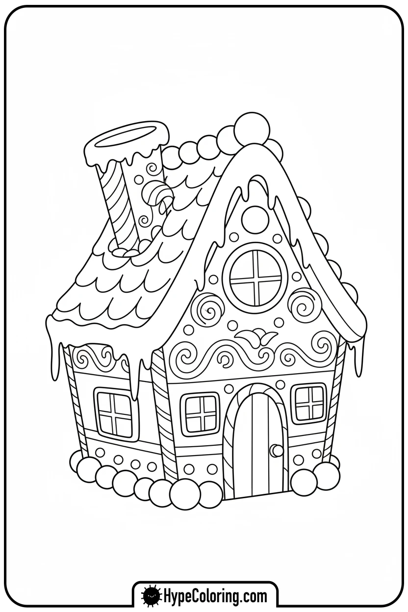 candy-cake-house - cake coloring page
