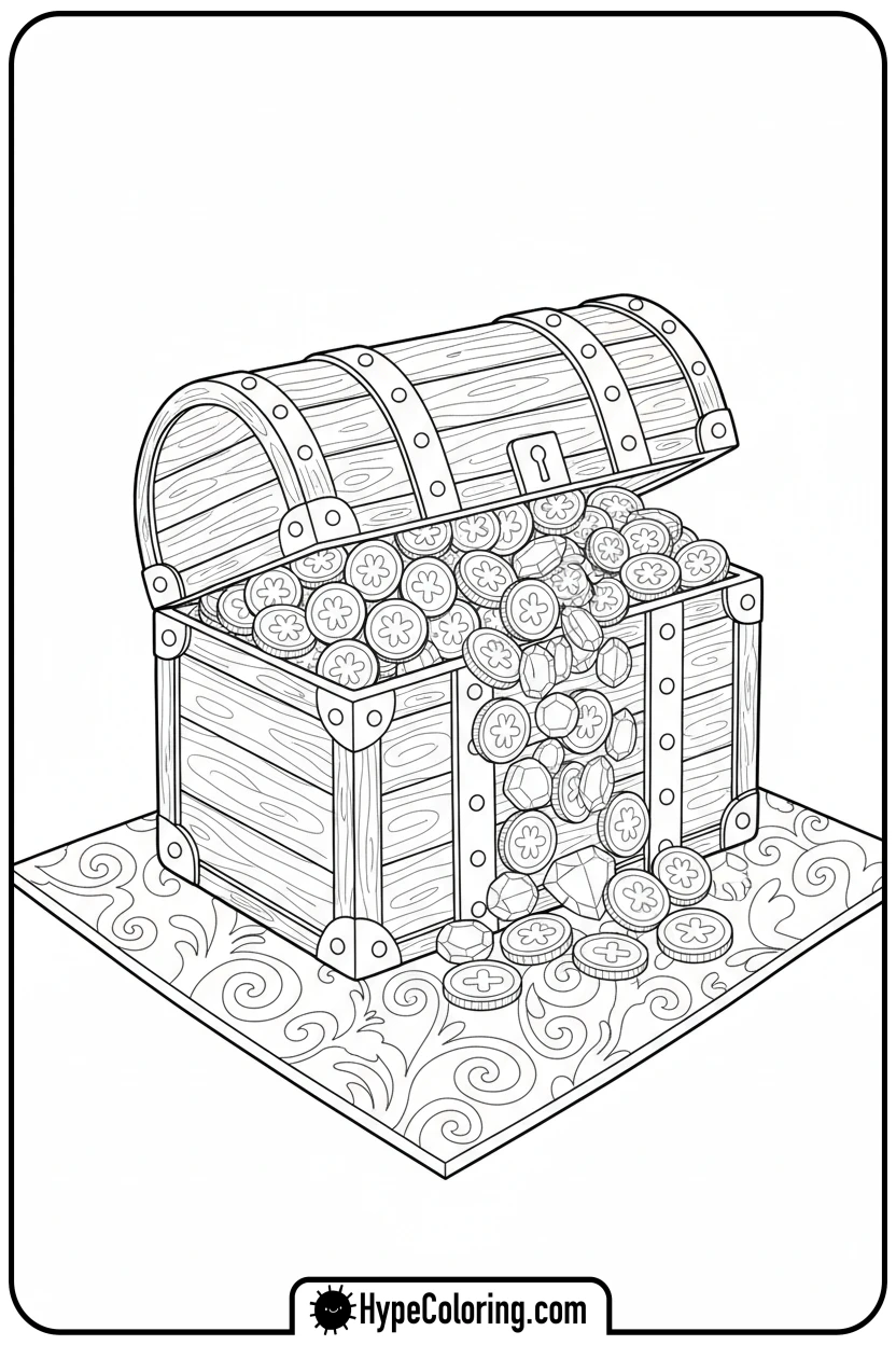 treasure-chest-cake - cake coloring page