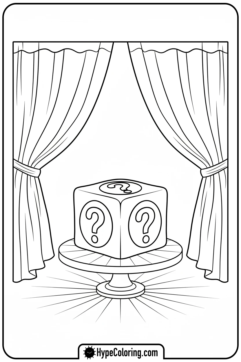 mystery-box-cake-on-stage - cake coloring page