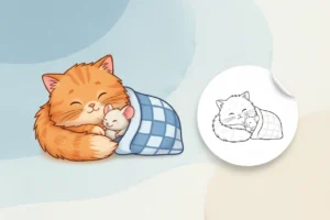 catnap-and-a-tiny-smiling - catnap coloring page