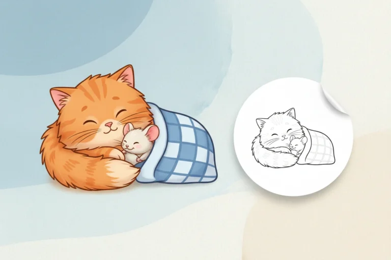 catnap-and-a-tiny-smiling - catnap coloring page