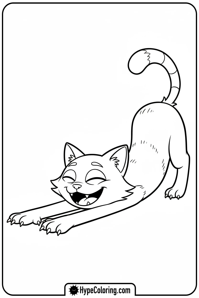 Click to download PDF catnap-stretching-and-yawning - catnap coloring page