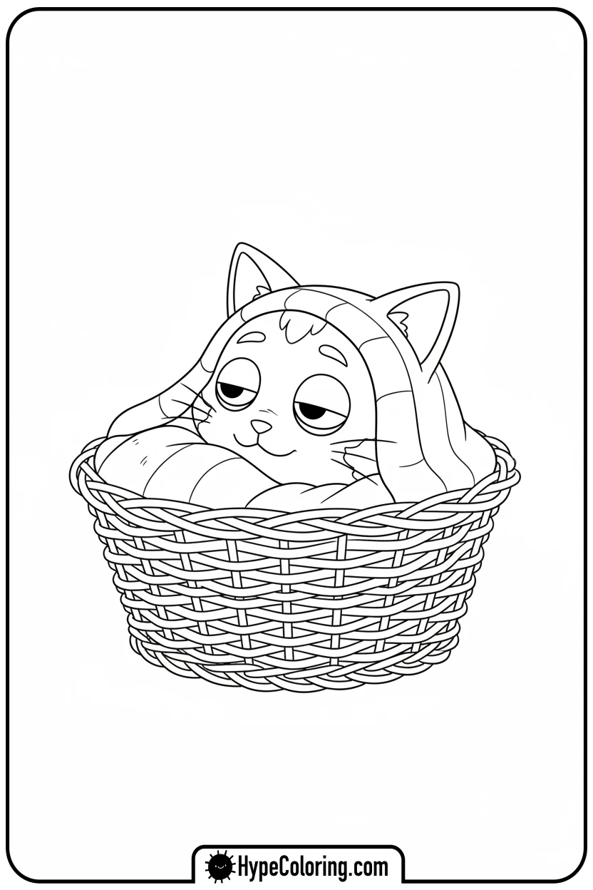 Click to download PDF catnap-in-cozy-basket - catnap coloring page