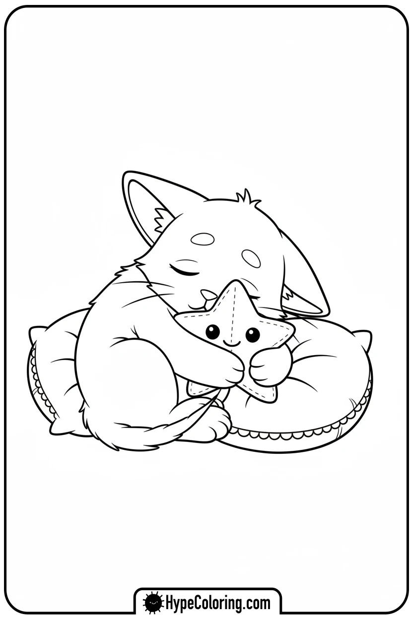 Click to download PDF catnap-cuddling-plush-star - catnap coloring page