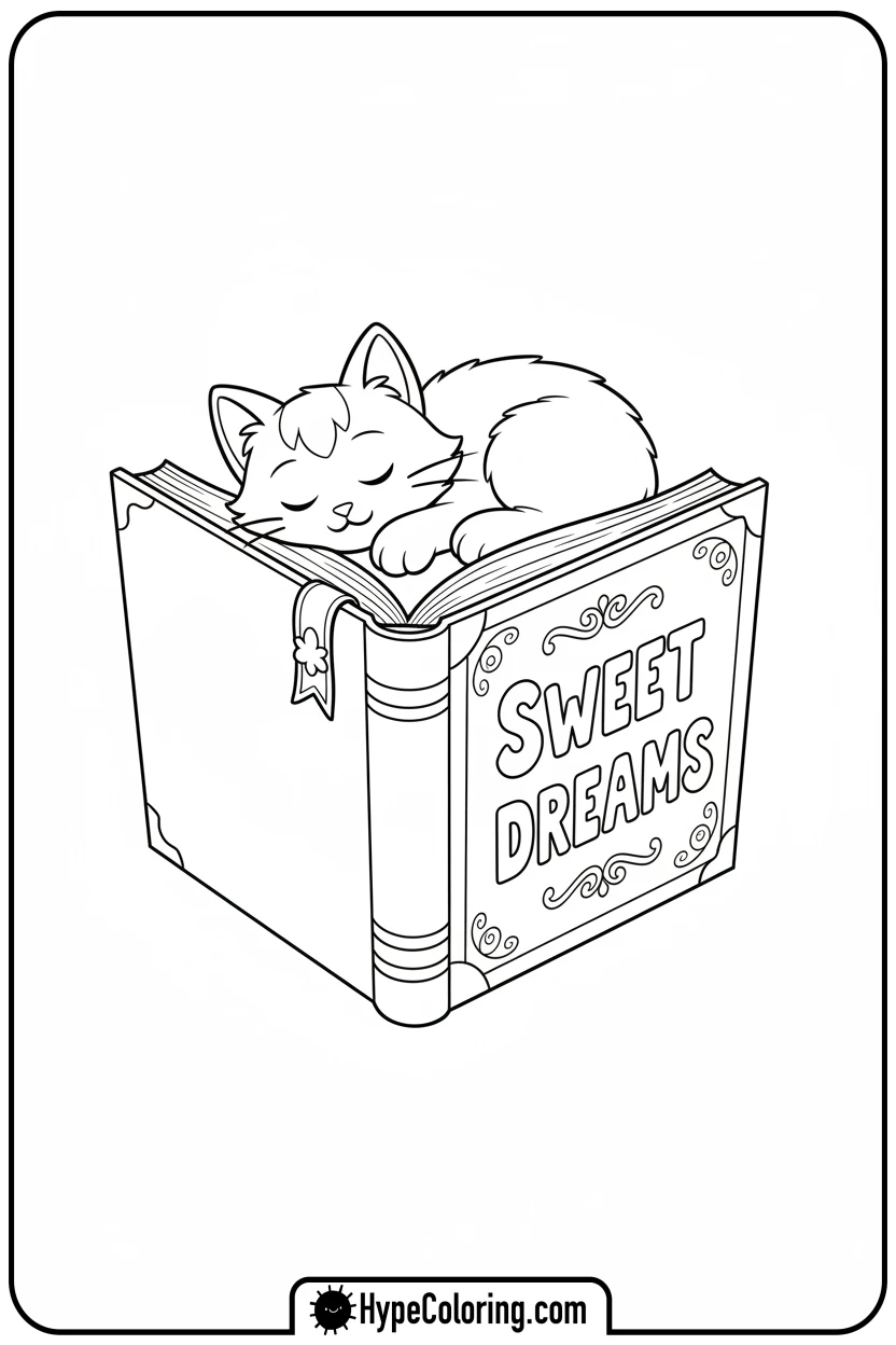 Click to download PDF catnap-sleeping-on-storybook - catnap coloring page