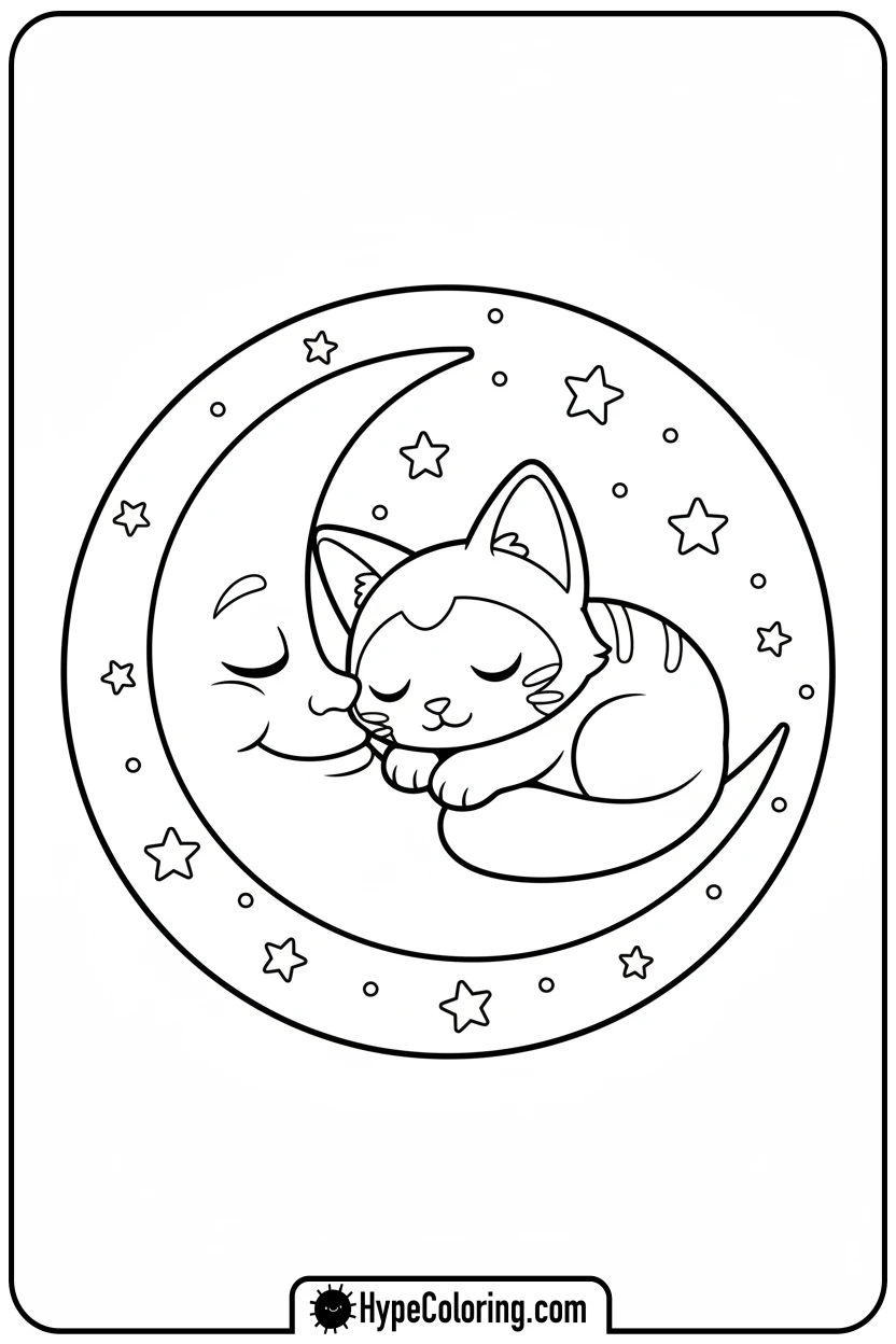 Click to download PDF catnap-sleeping-on-crescent-moon - catnap coloring page