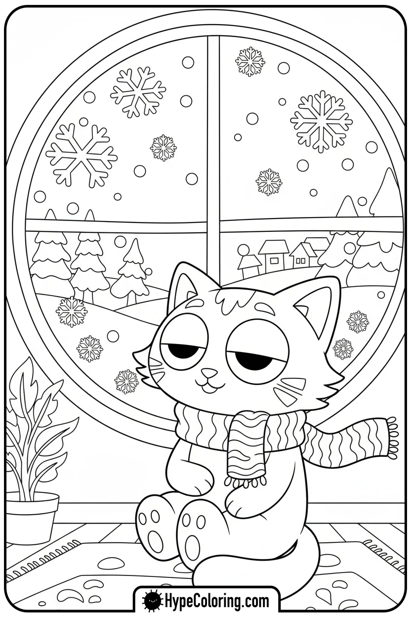 Click to download PDF catnap-by-snowy-window - catnap coloring page