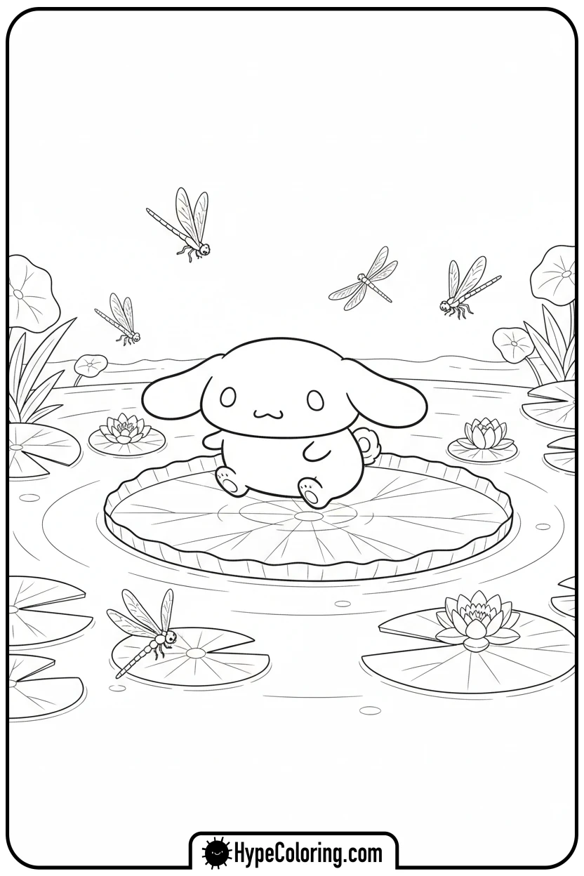 cinnamonroll-on-lily-pad - cinnamon roll coloring pages