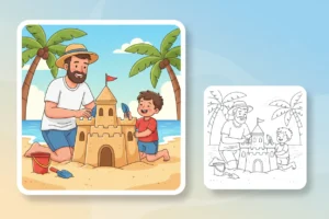 a-father-and-child-on - color pages for father's day