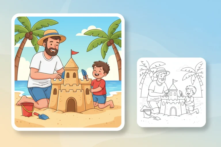 a-father-and-child-on - color pages for father's day
