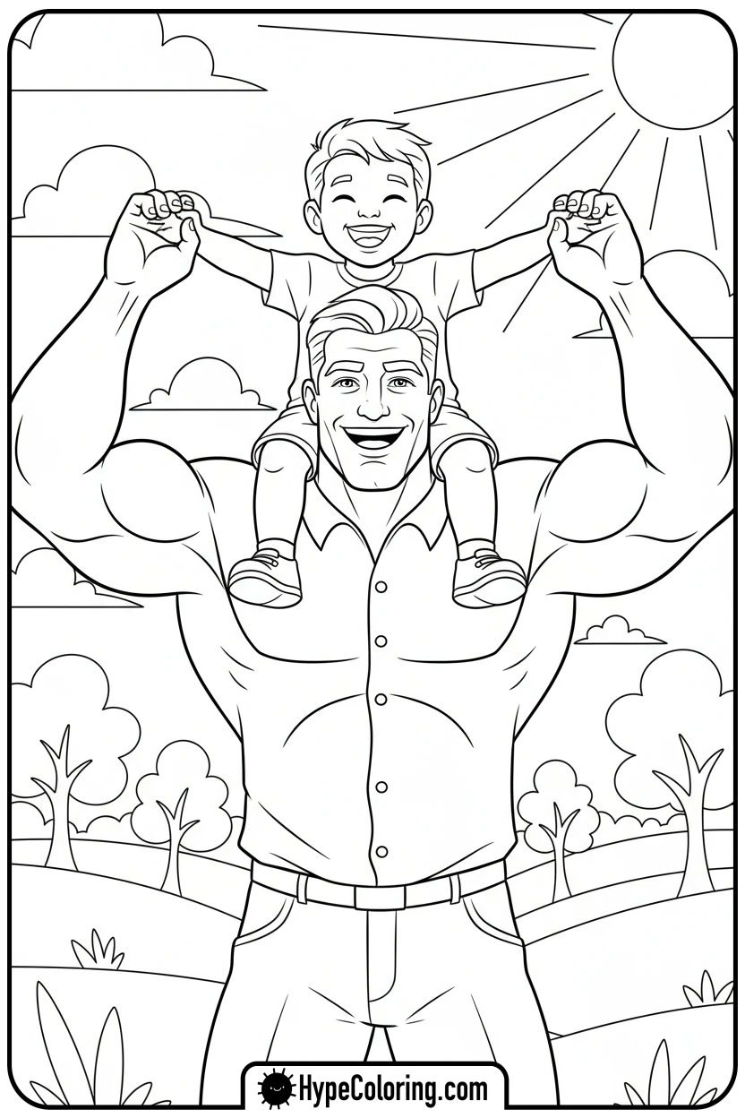 dad-giving-piggyback-ride - color pages for father's day