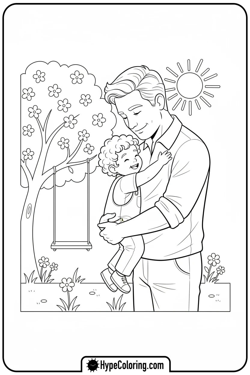 dad-and-child-hugging - color pages for father's day