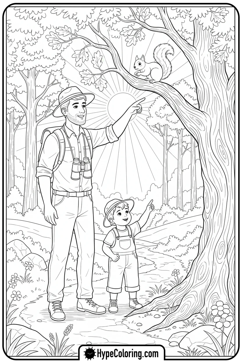 dad-and-child-hiking - color pages for father's day