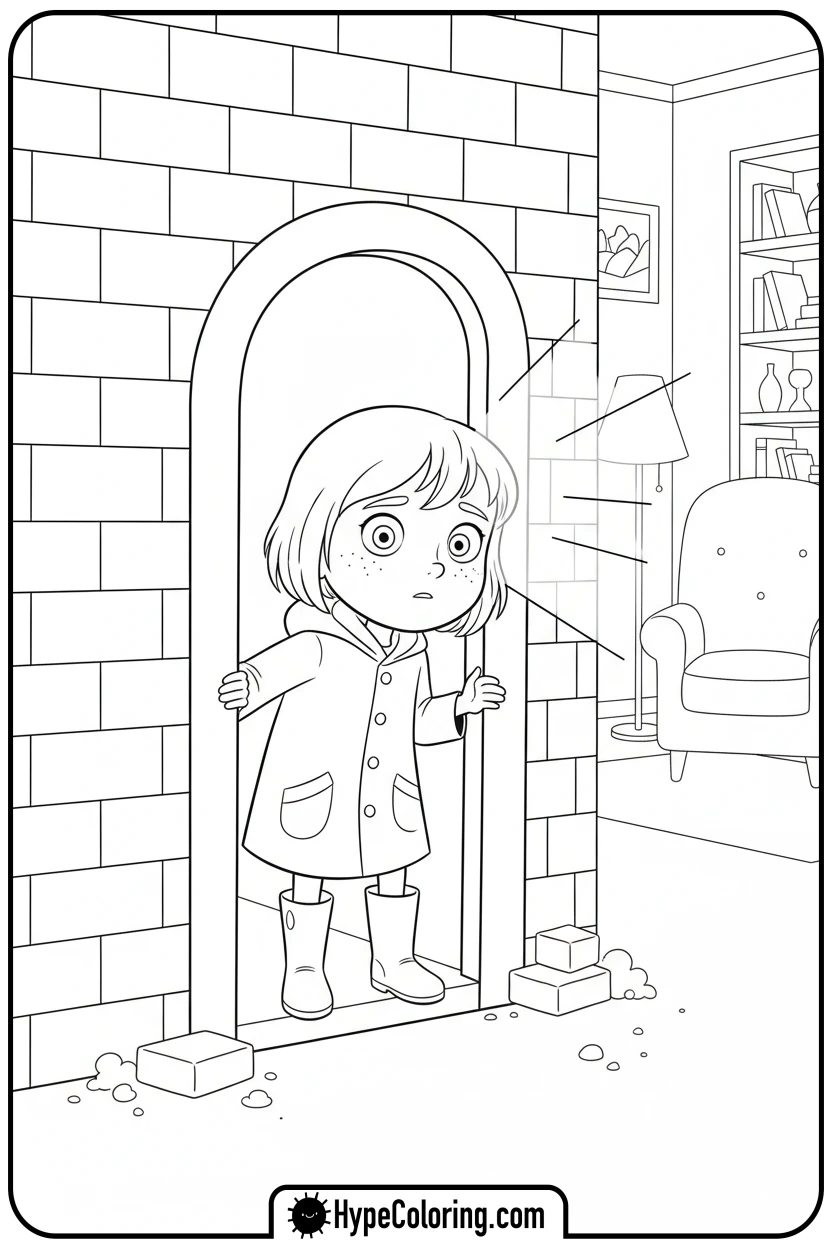 Click to download PDF coraline-peeking-through-door - coraline coloring pages