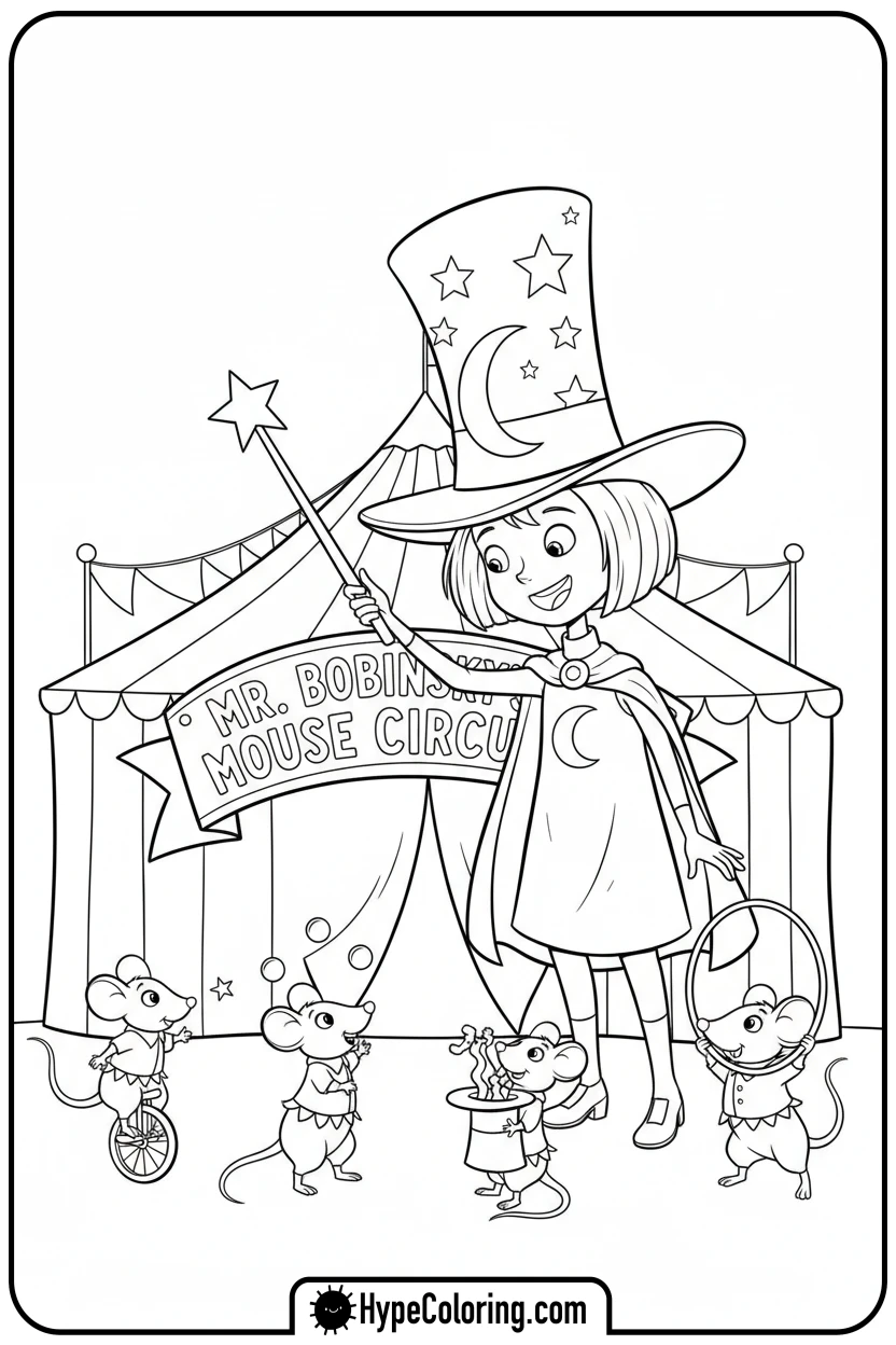 Click to download PDF coraline-doing-magic-with-mice - coraline coloring pages