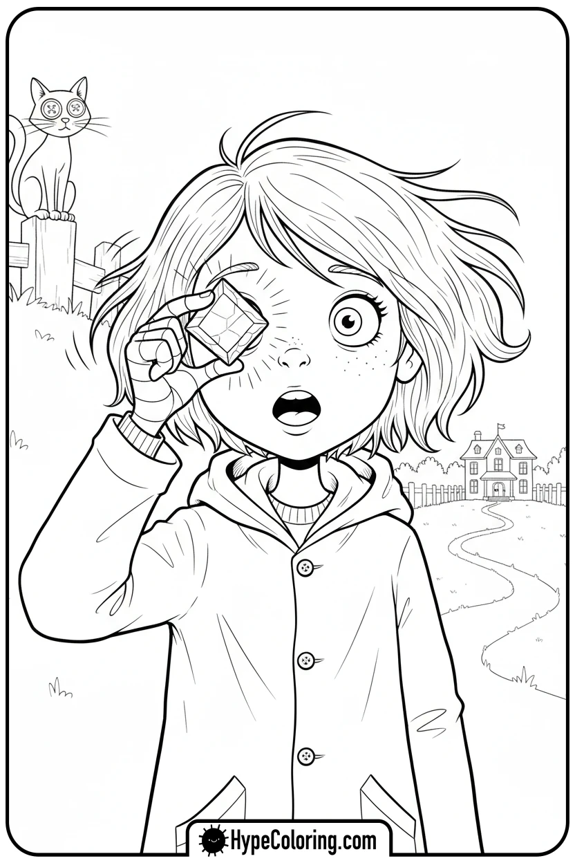 Click to download PDF coraline-looking-through-seeing-stone - coraline coloring pages