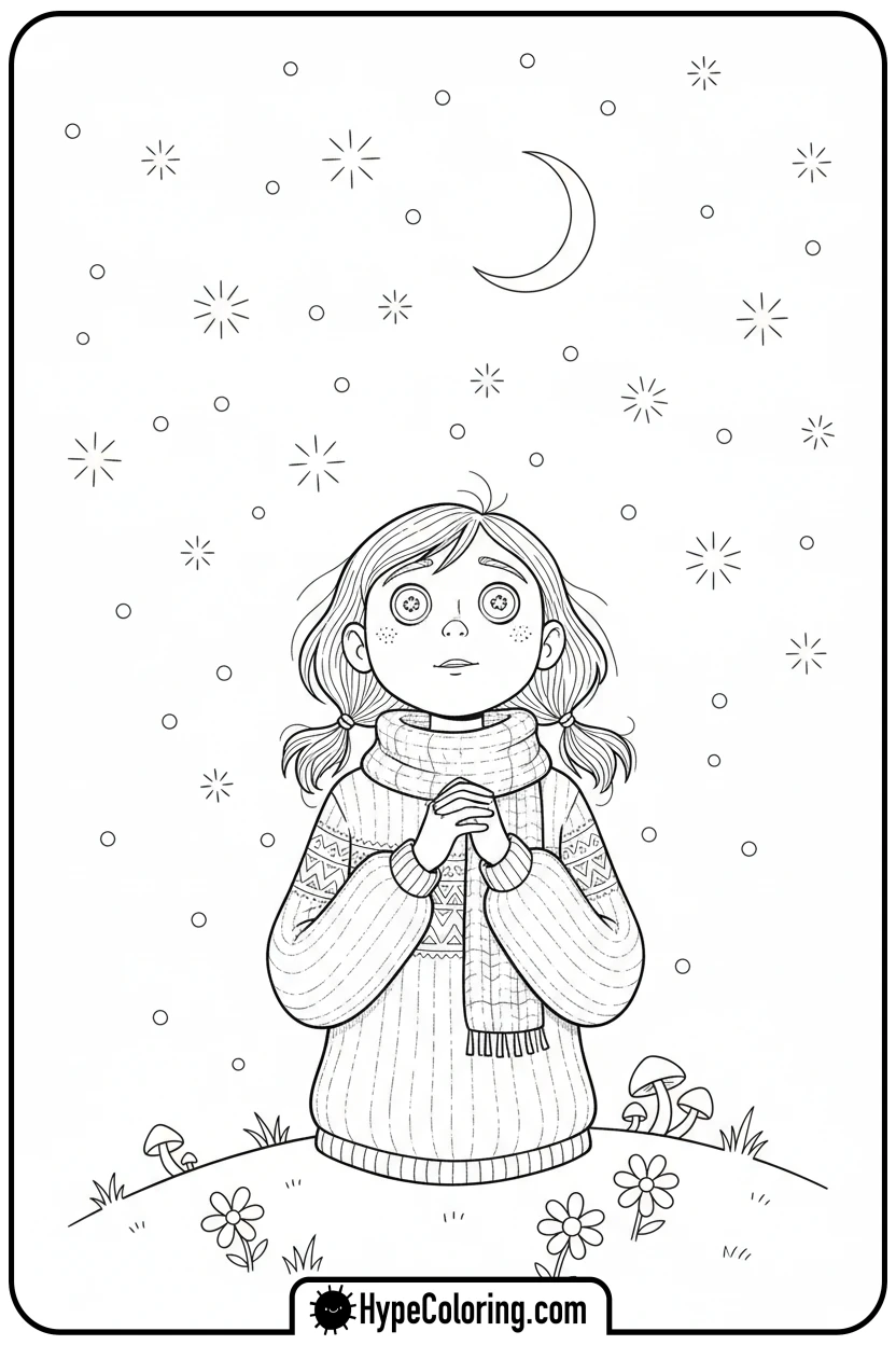 Click to download PDF coraline-stargazing - coraline coloring pages