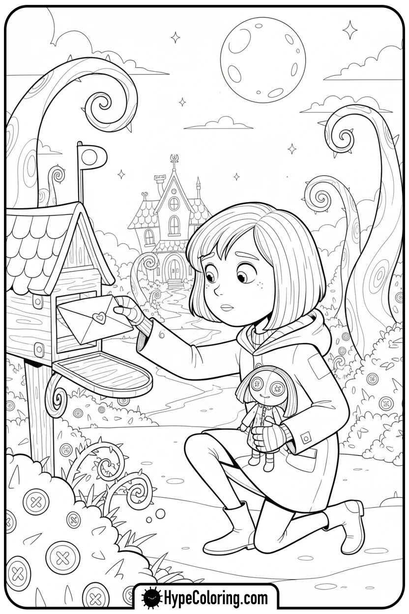 Click to download PDF coraline-mailing-a-letter - coraline coloring pages