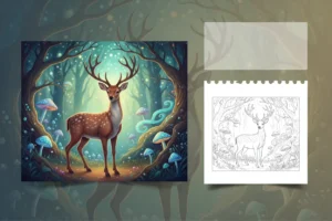 a-gentle-deer-standing-in - deer coloring pages​