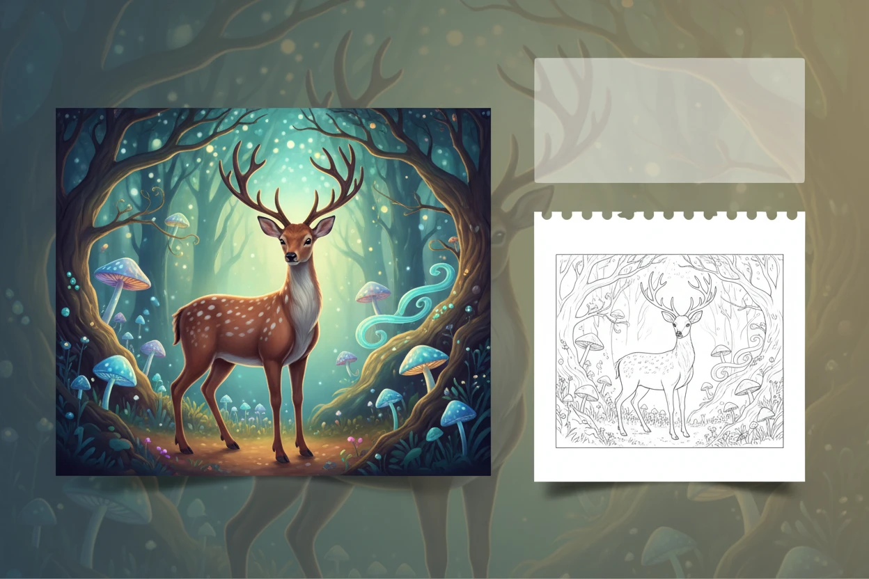 a-gentle-deer-standing-in - deer coloring pages​