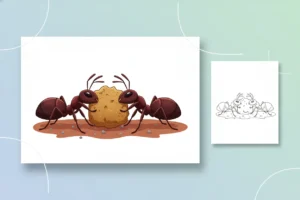 a-line-of-four-strong - insect coloring pages​