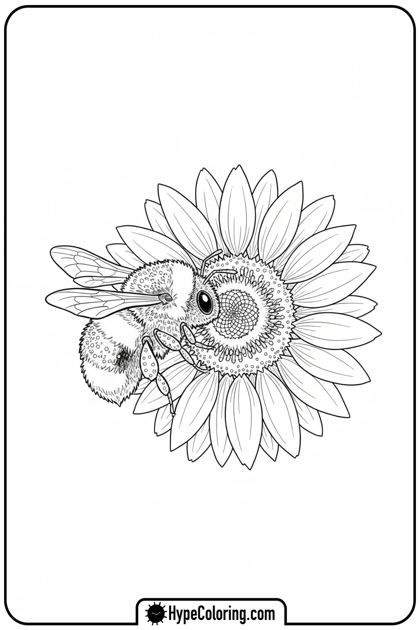 bumblebee-collecting-nectar - insect coloring pages​