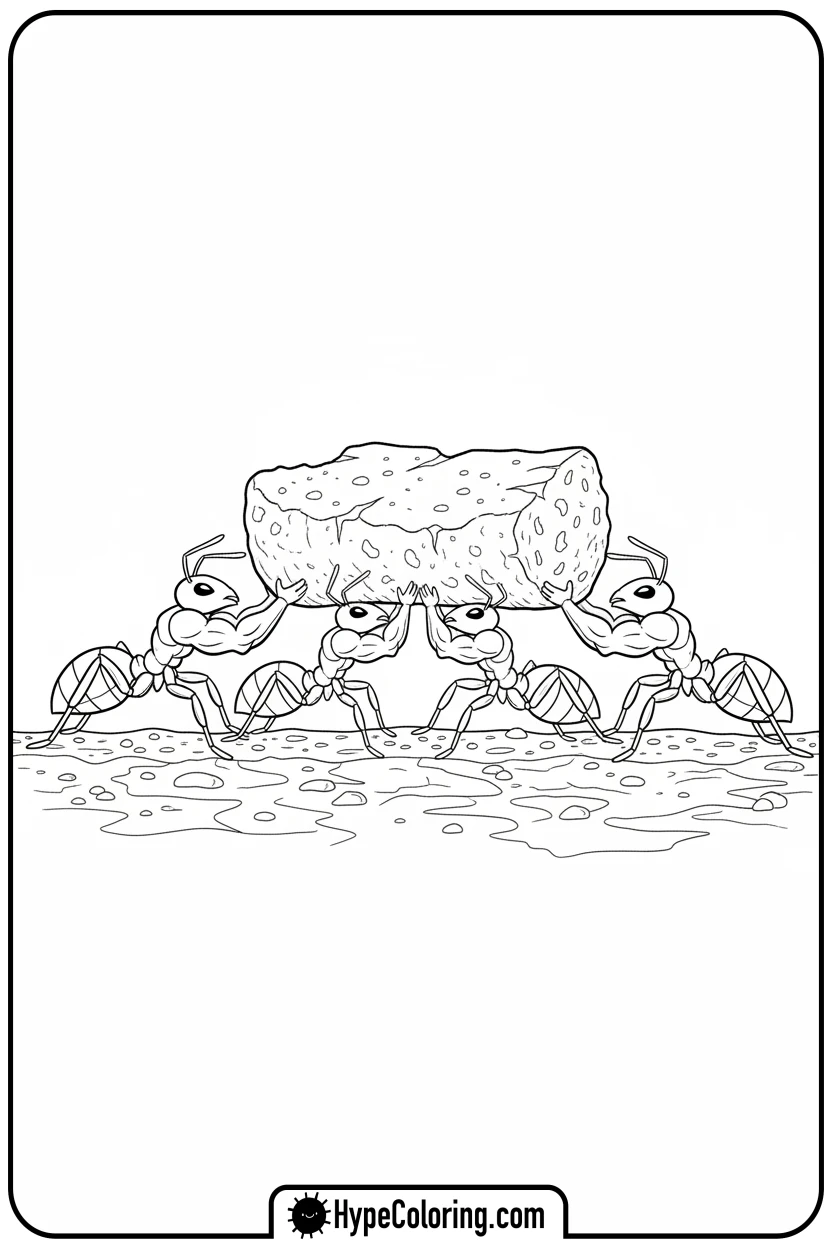 ants-carrying-a-crumb - insect coloring pages​