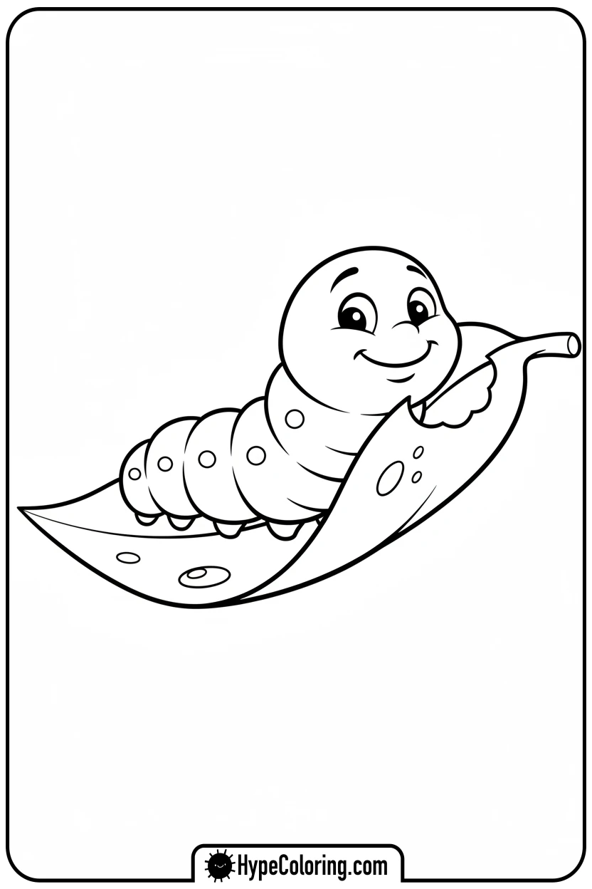 caterpillar-eating-a-leaf - insect coloring pages​