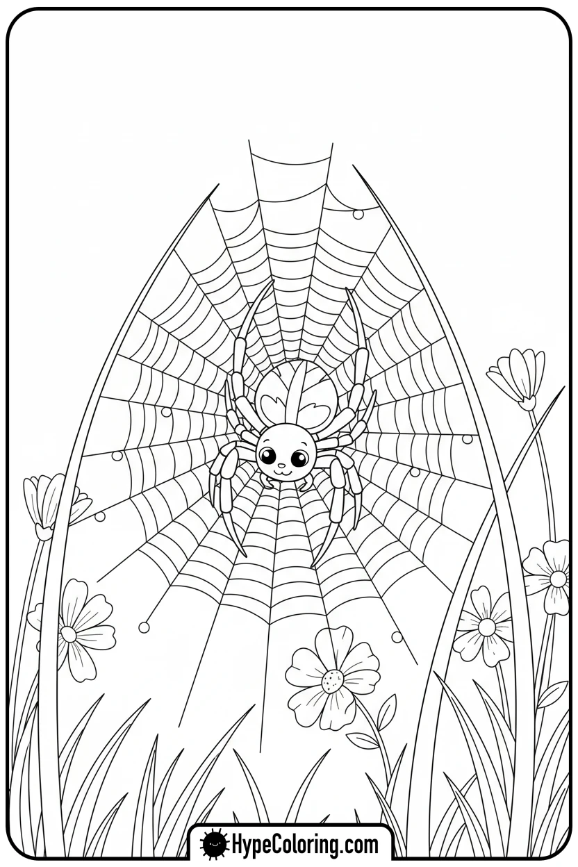 spider-weaving-a-web - insect coloring pages​