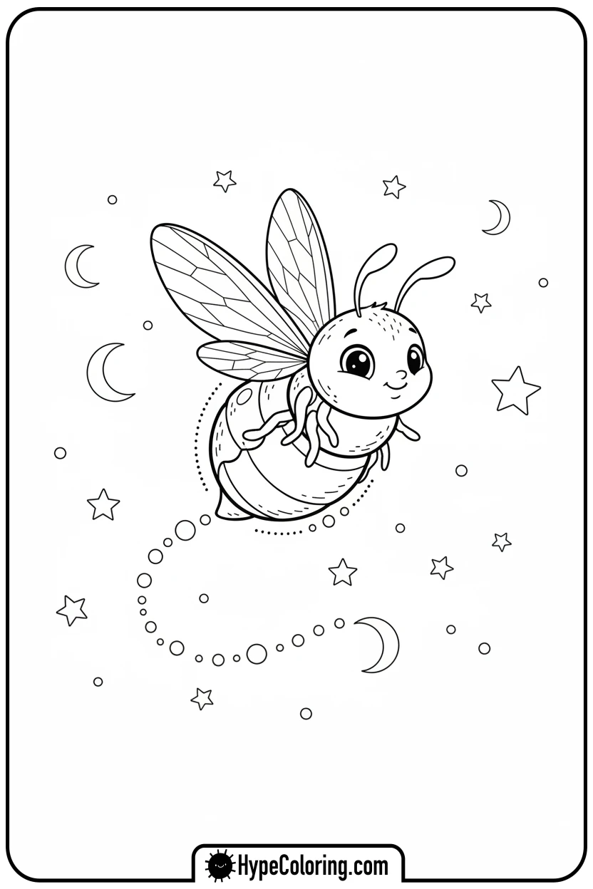 firefly-flying-at-night - insect coloring pages​