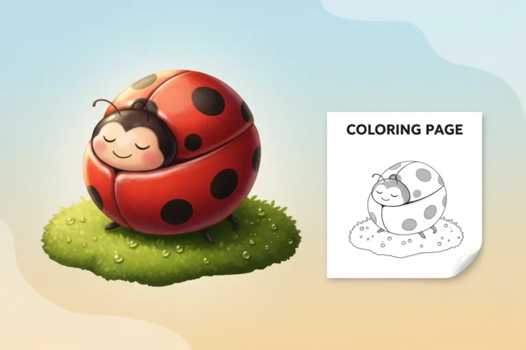 a-sleepy-ladybug-curled-up - ladybug coloring page
