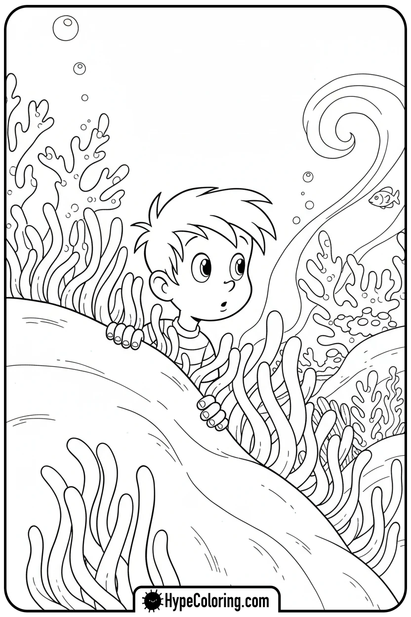 Click to download PDF nemo-peeking-from-anemone - nemo coloring pages