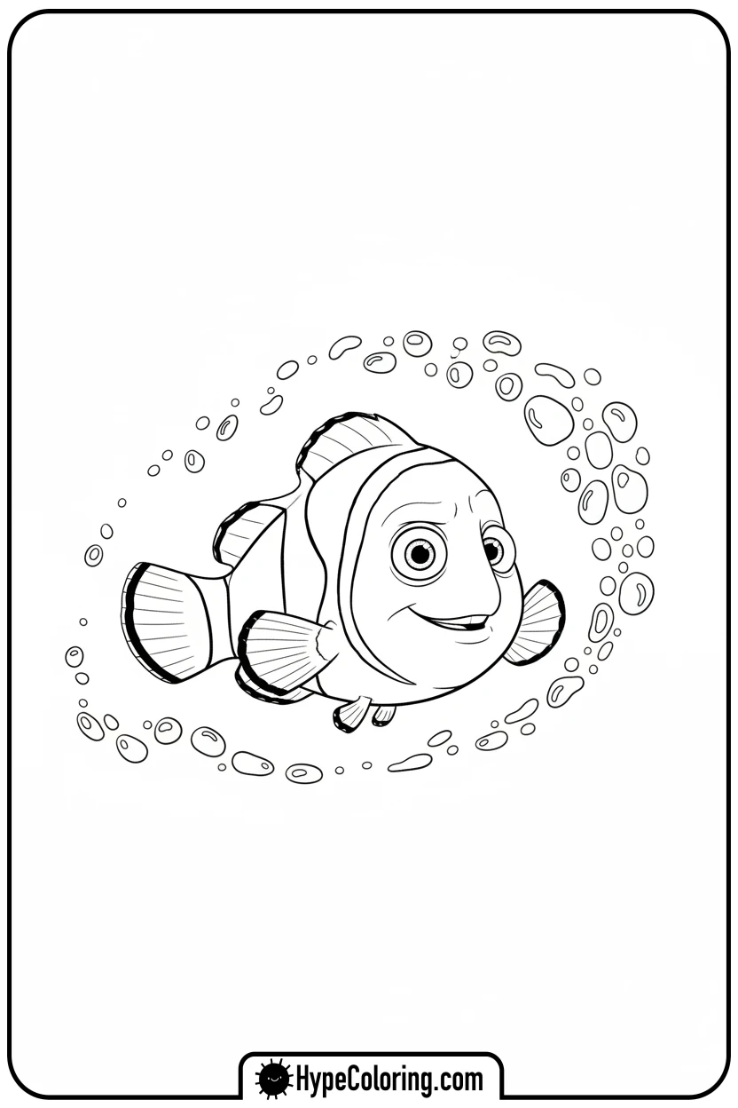 Click to download PDF nemo-practicing-swimming - nemo coloring pages