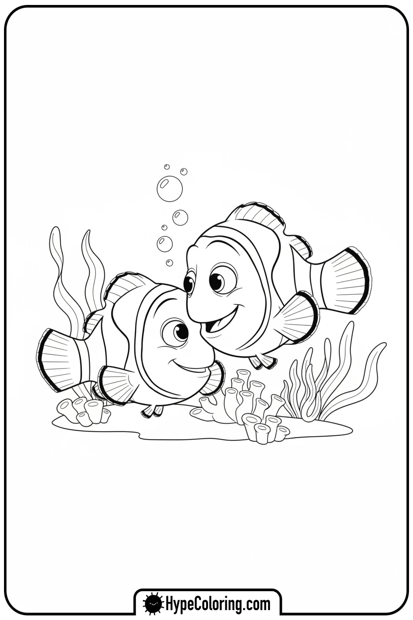 Click to download PDF nemo-and-marlin-together - nemo coloring pages
